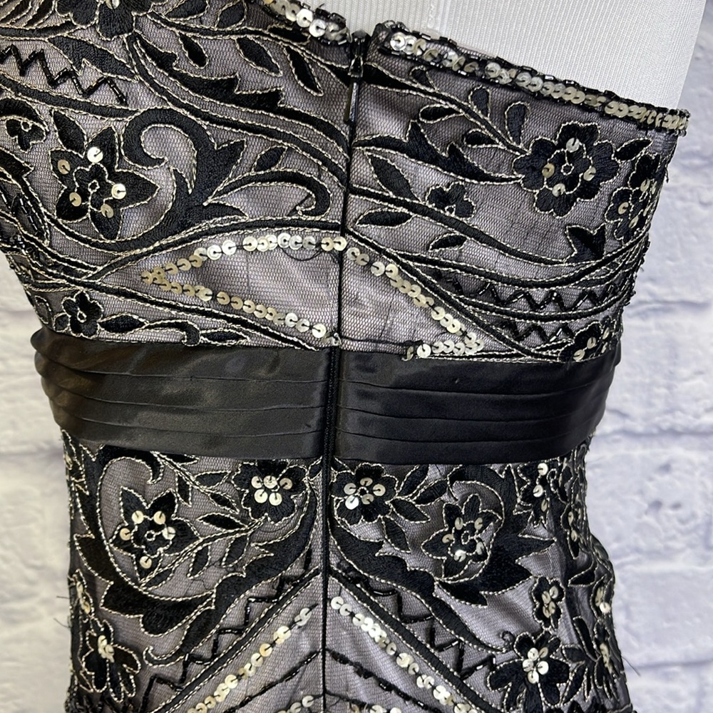 Sue Wong strapless BLACK/ PLATINUM Embroidered  beaded Cocktail evening prom - Picture 8 of 12